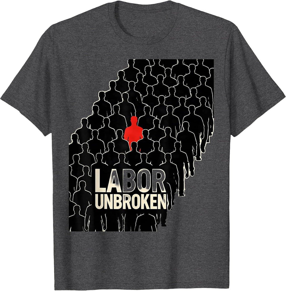 Labor Unbroken Constructivist Union Worker Solidarity Pride T-Shirt - Dark Heather Grey