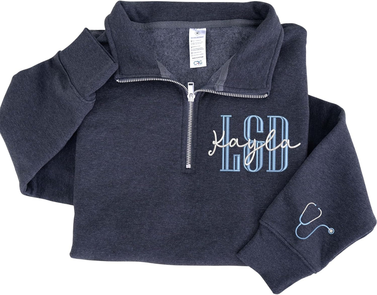 Chillever Personalized Embroidered Nurse Sweatshirt for Women, Custom Name & Specialties (ER, RN, NP, L&D), Nurse Gift - L&d
