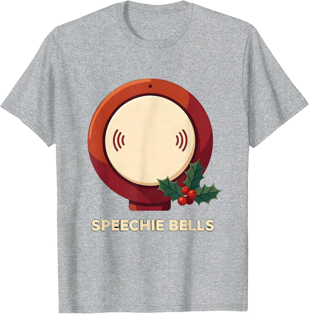 Men's Speechie Bells Funny Speech Therapist SLP Christmas Humor T-Shirt - Heather Grey