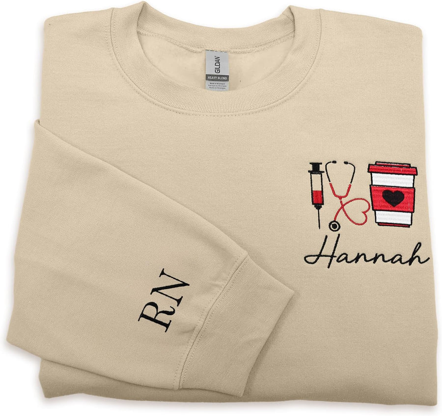 Gift for Nurse RN LN LPN Sweatshirt Registered Nurse Week Custom Add Your Name Embroidered Nurse Hoodie Nurse Life Long
