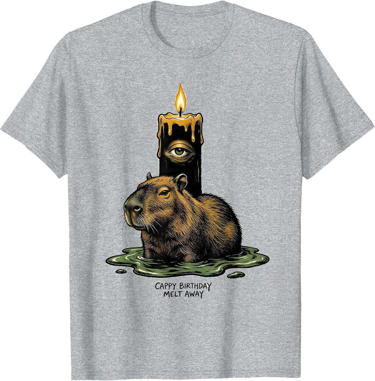 Men's Cappy Birthday Melt Away Cute Kawaii Capybara Birthday Gift T-Shirt - Heather Grey
