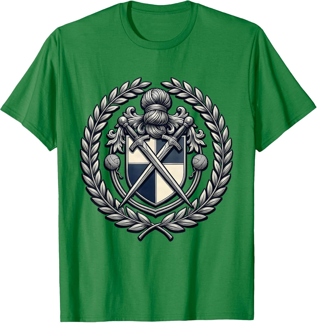 Men's Great Grandma Silver Bun Knitting Needles Graphic T-Shirt - Kelly Green