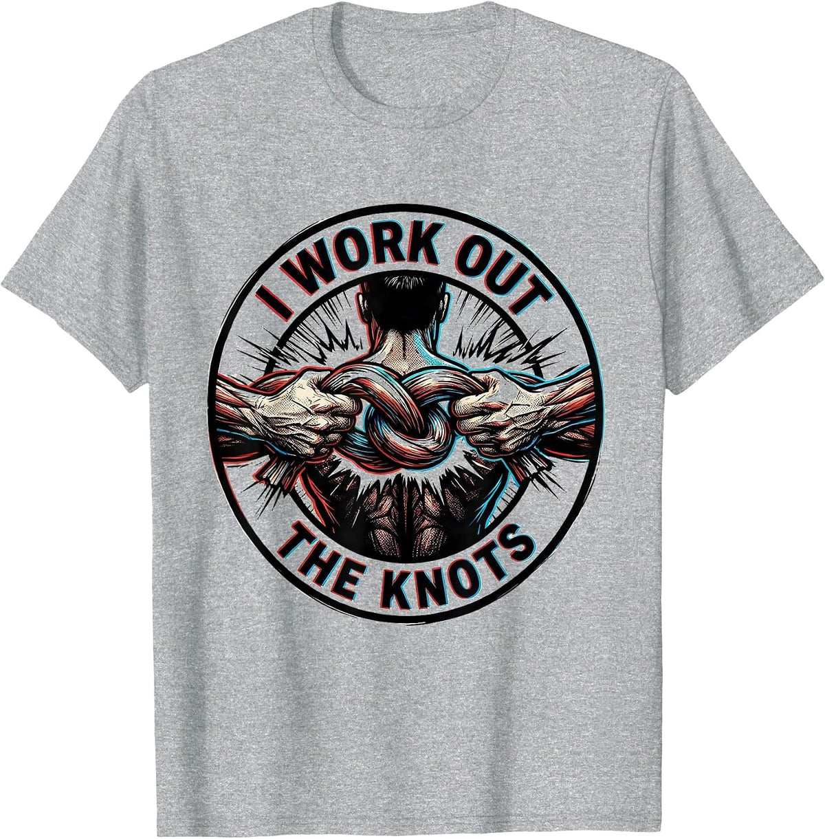 Men's I Work Out the Knots Funny Massage Therapist Chiropractic T-Shirt - Heather Grey