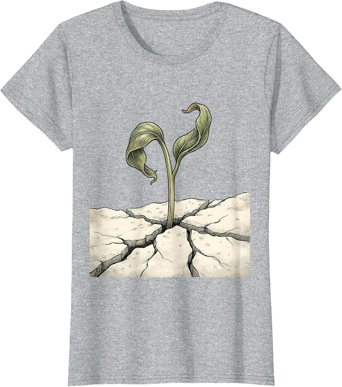 Suicide Prevention Awareness Green Sprout Snow Art T-Shirt - Heather Grey