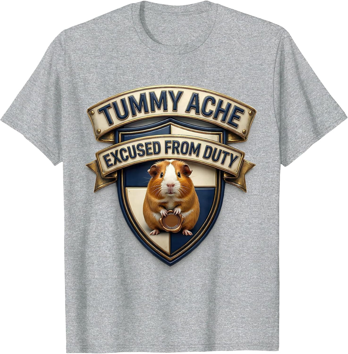 Men's Tummy Ache Excused From Duty Funny Guinea Pig Meme Humor T-Shirt - Heather Grey