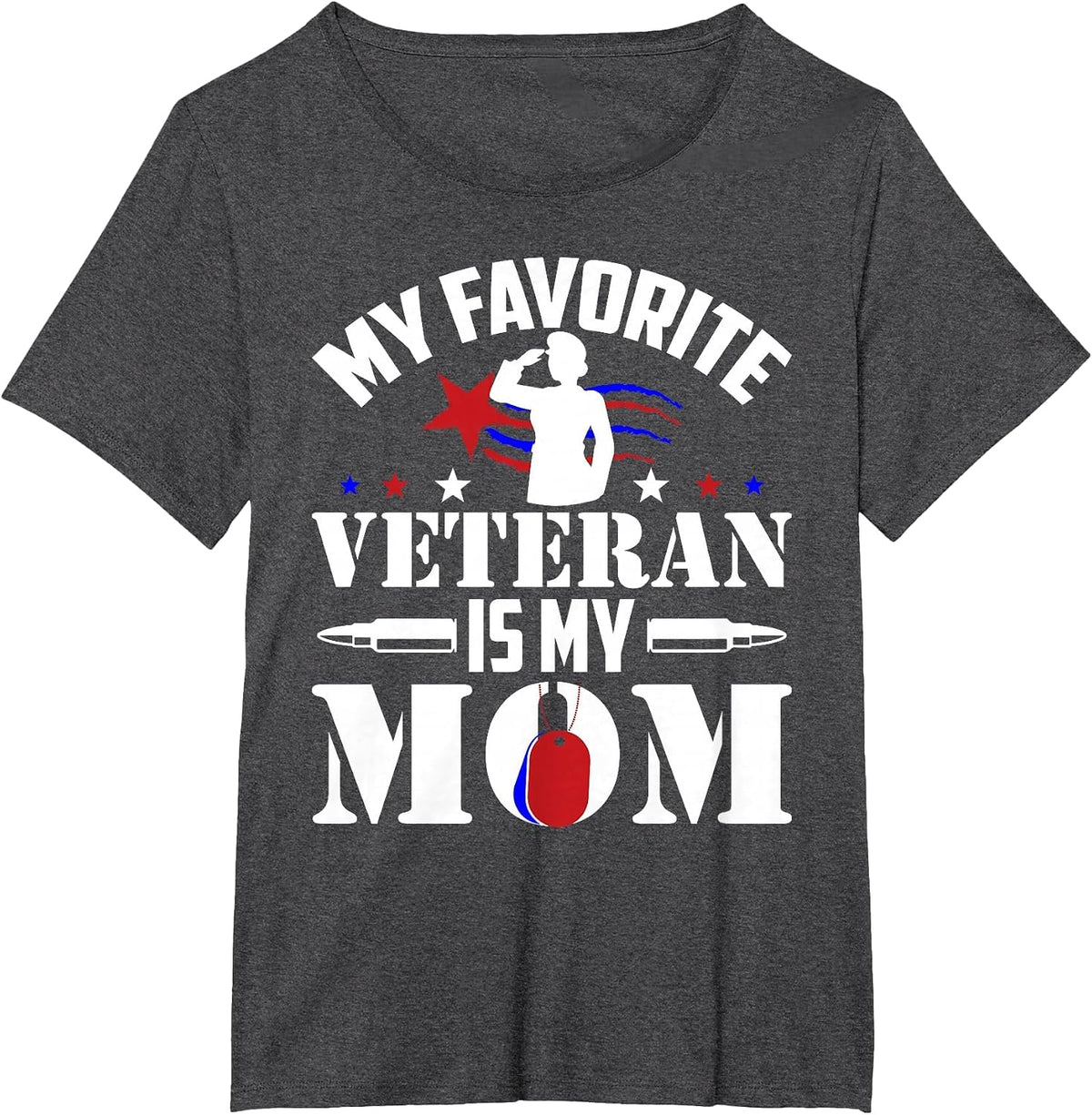 Veterans Day Military My Favorite Veteran is My Mom Kids T-Shirt - Dark Heather Grey
