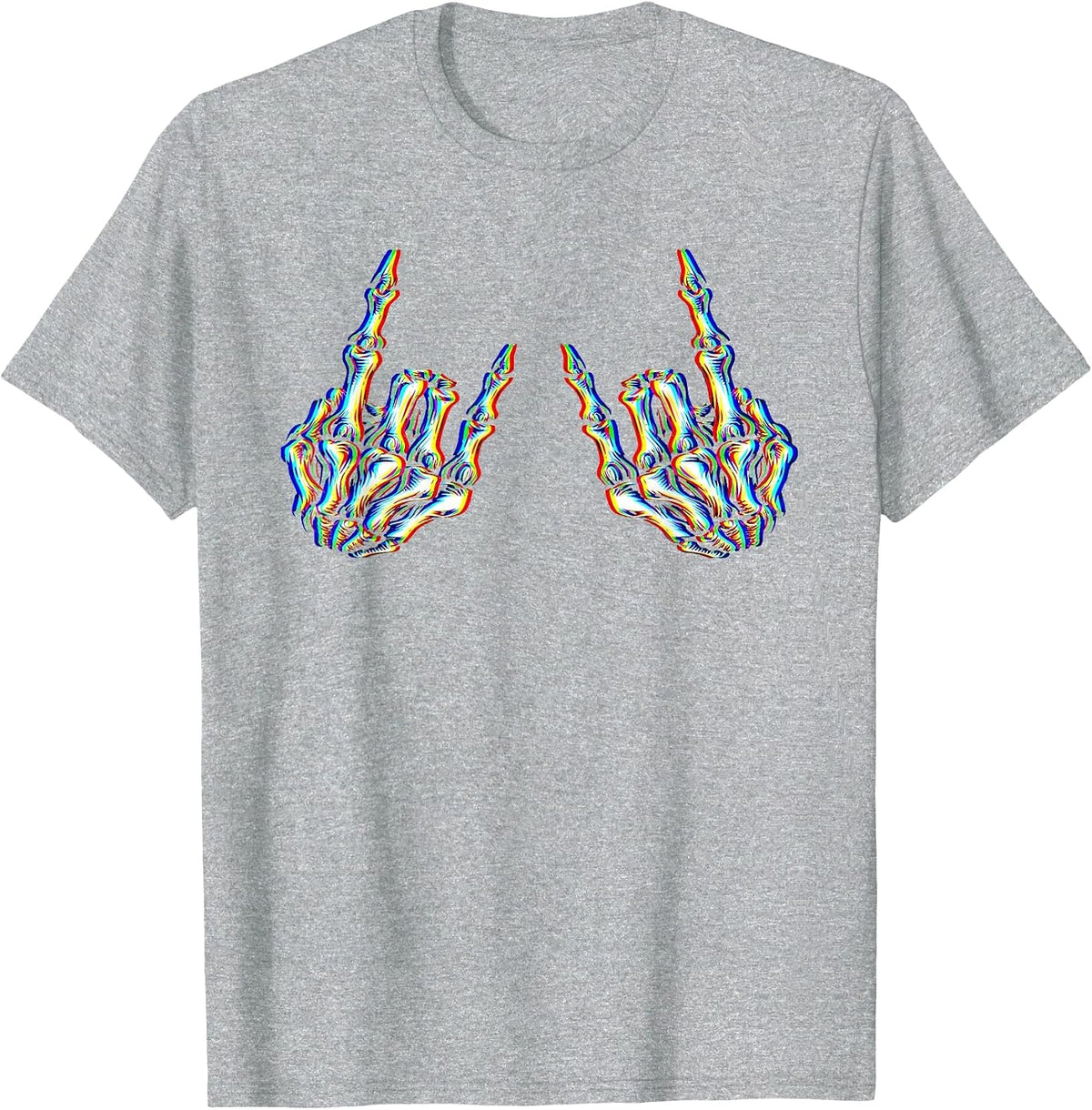 Punk Rock Skeleton Cool Rocker Psychedelic Trippy Rave Party T-Shirt - Heather Grey