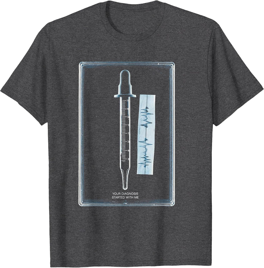 Men's Your Diagnosis Started With Me Funny Lab Tech Scientist T-Shirt - Dark Heather Grey