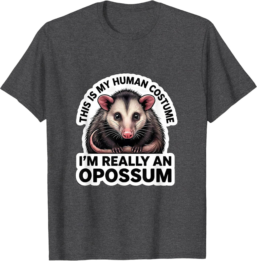 Men's This Is My Human Costume I'm Really An Opossum Halloween T-Shirt - Dark Heather Grey