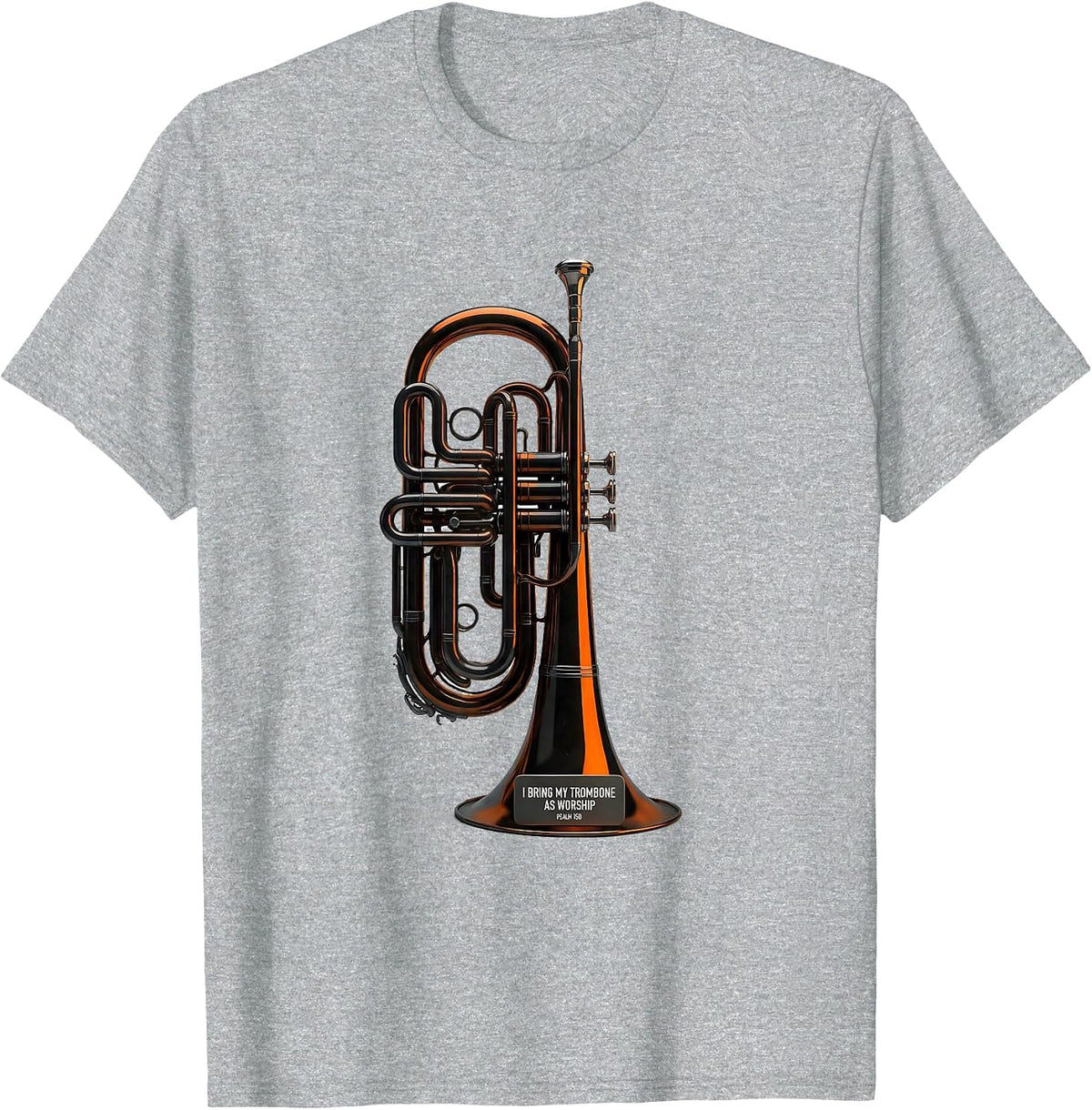 Men's I Bring My Trombone As Worship — Psalm 150 Christian Worship T-Shirt - Heather Grey