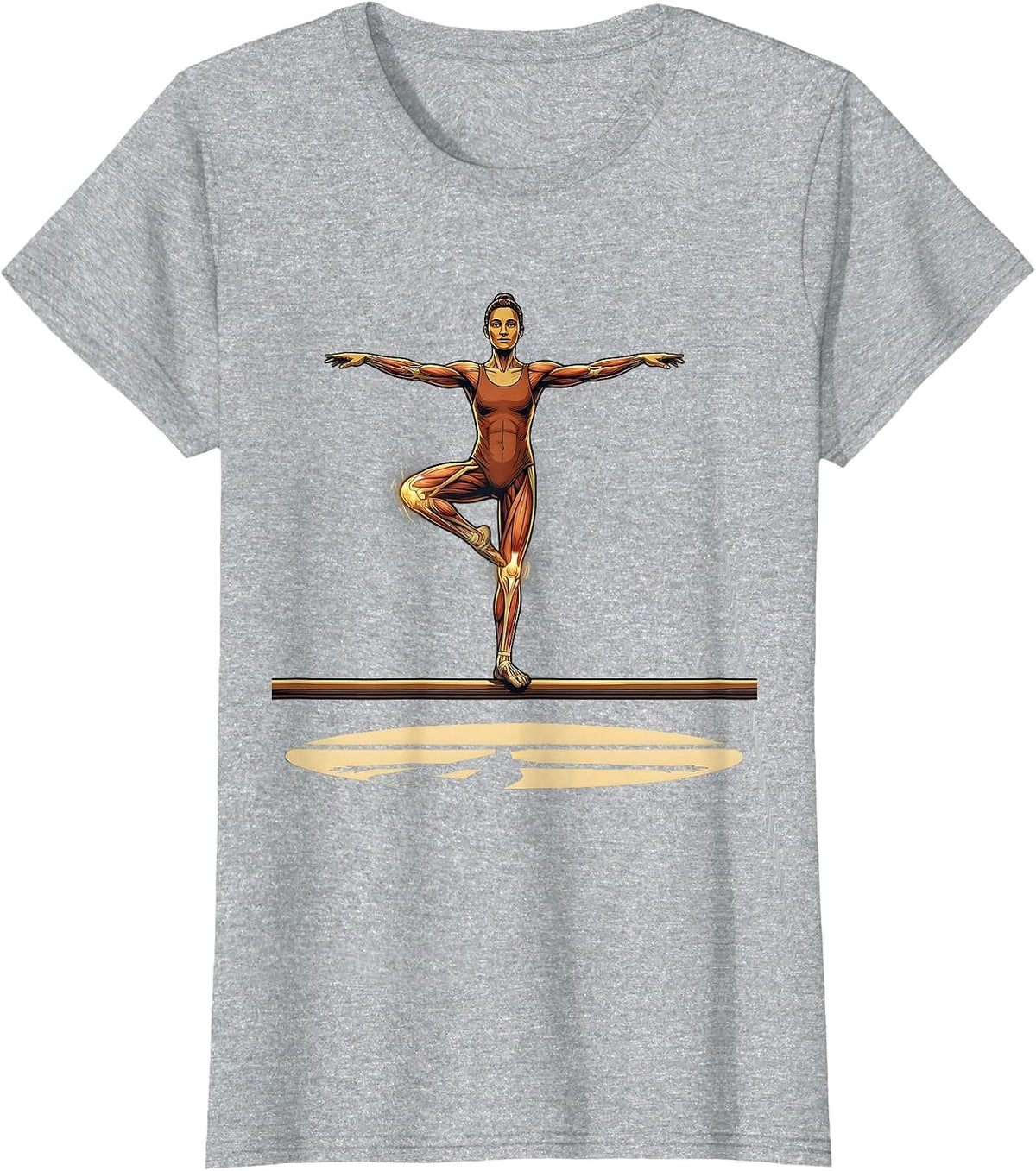 Physical Therapy Single Leg Balance Beam Graphic T-Shirt - Heather Grey