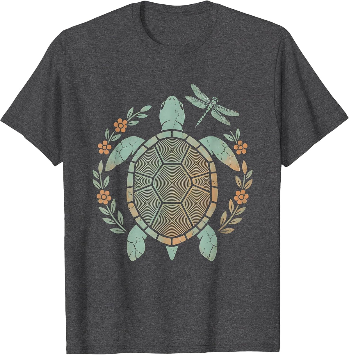 Men's Sea Turtle Tie Dye Spiral Shell Graphic T-Shirt - Dark Heather Grey