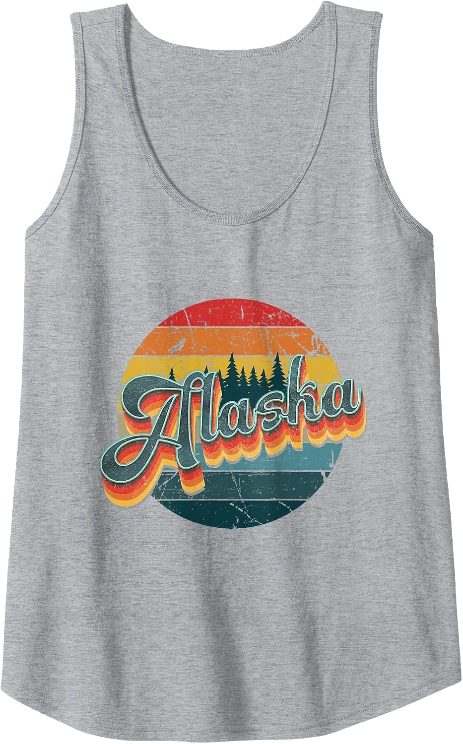 Retro Alaska Grunge Distressed Alaska 70s 80s Tank Top - Heather Grey