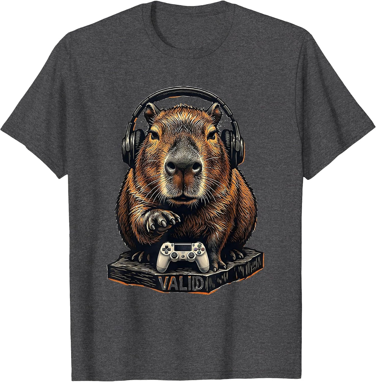 Valid Funny Capybara Gamer Meme Humor Video Games T-Shirt - Dark Heather Grey