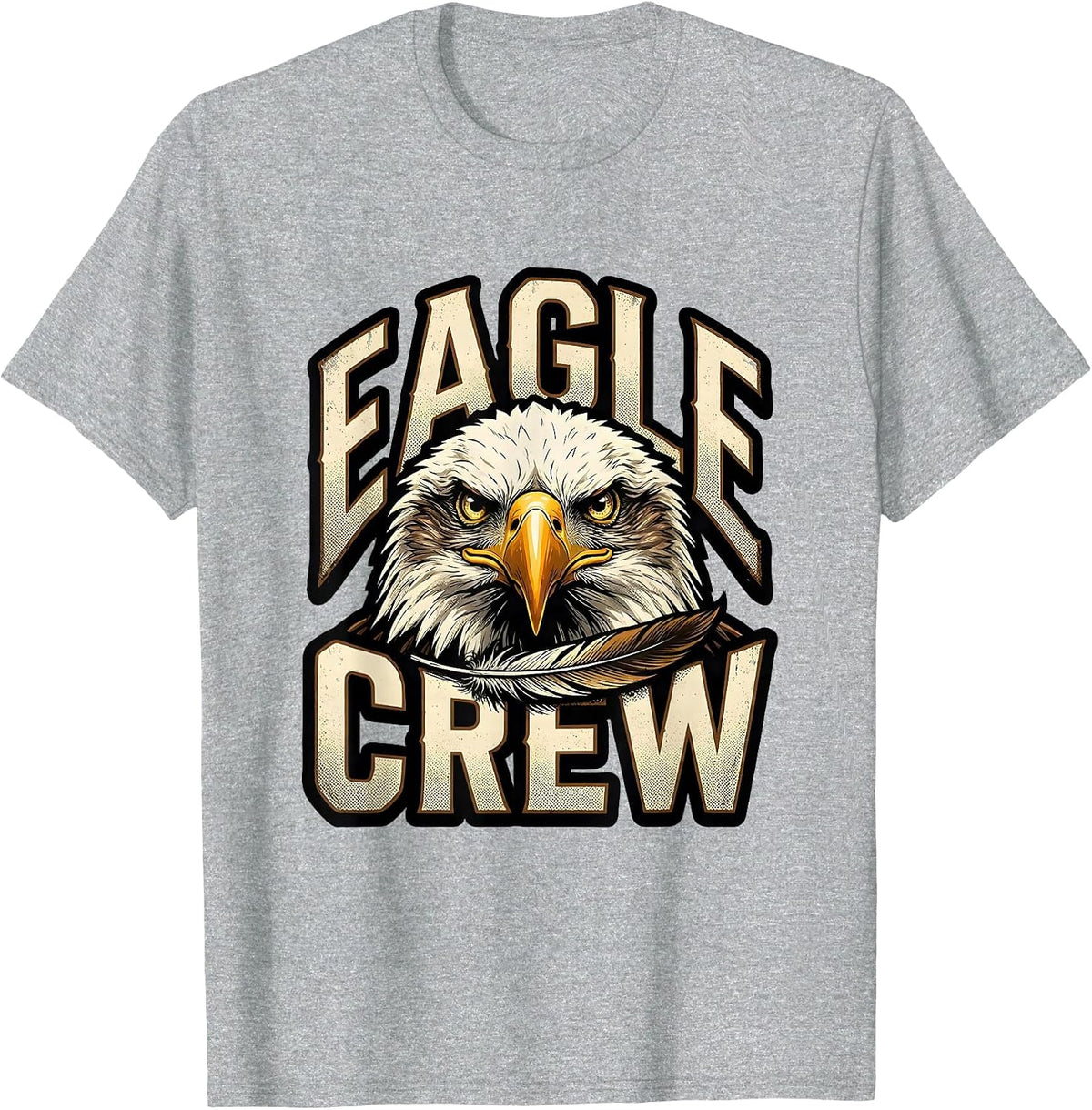 Men's Eagle Crew Bold Vintage Eagle Mascot Fan Pride Family T-Shirt - Heather Grey