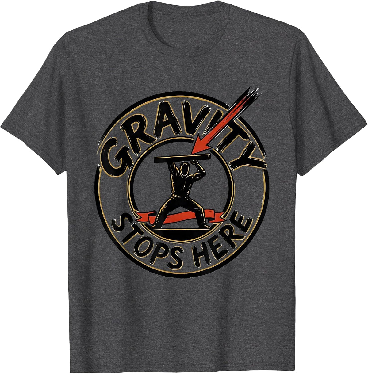 Gravity Stops Here Funny Physical Therapist Occupational T-Shirt - Dark Heather Grey
