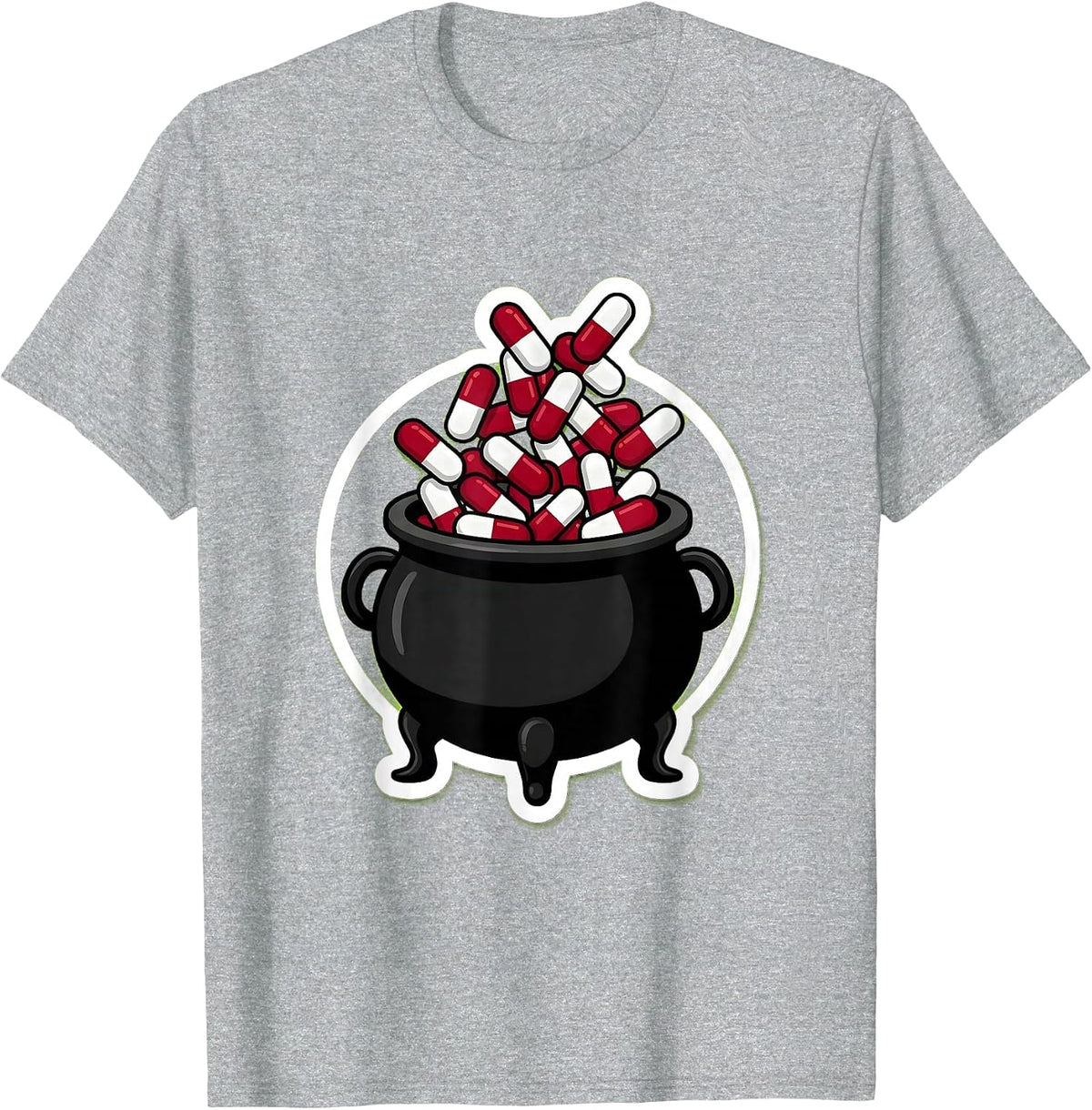 Men's Nurse Halloween Witch Cauldron Pill Potion Design T-Shirt - Heather Grey