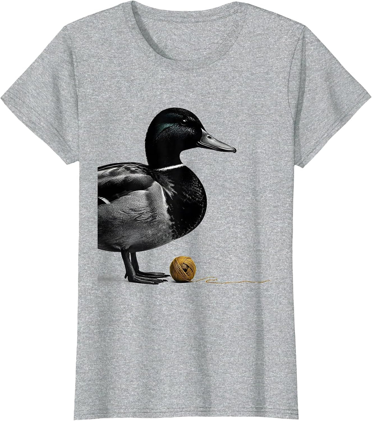 Duck Silhouette Minimalist Funny Novelty Gift T-Shirt - Heather Grey