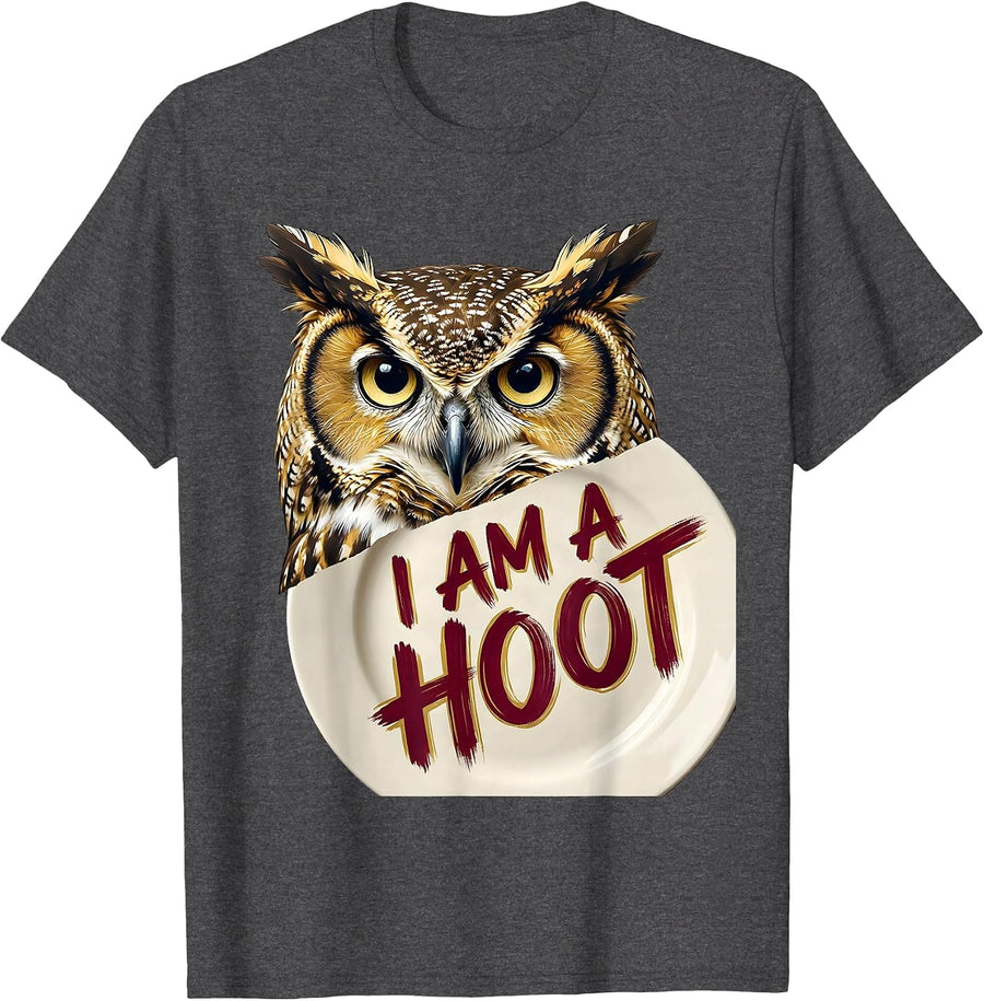 Men's I Am A Hoot Funny Owl Lover Birdwatcher Humor Vintage T-Shirt - Dark Heather Grey