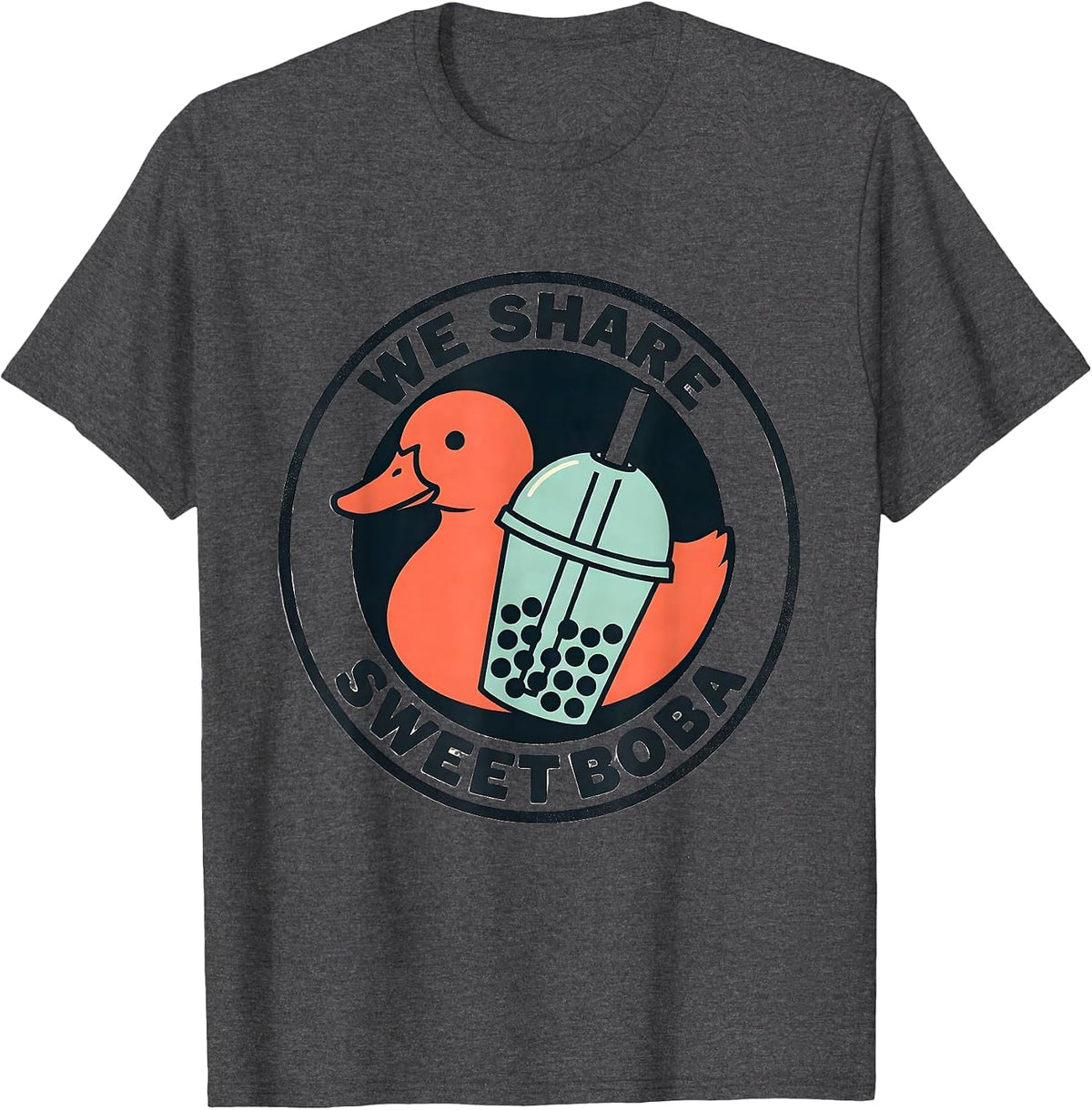 We Share Sweet Boba Cute Kawaii Anime Animal Boba Tea Lover T-Shirt - Dark Heather Grey