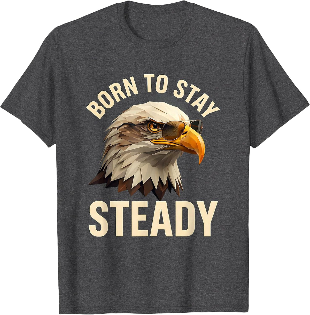 Born To Stay Steady Low Poly Eagle Wildlife Lover Kids T-Shirt - Dark Heather Grey