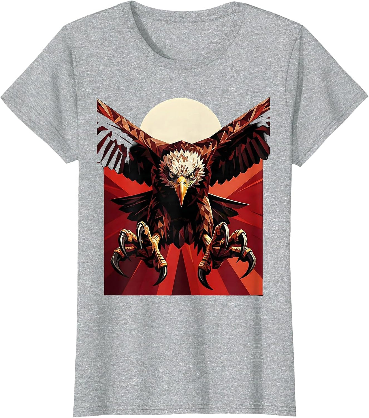 Eagle Diving Talons Out Raptor Strike Illustration T-Shirt - Heather Grey