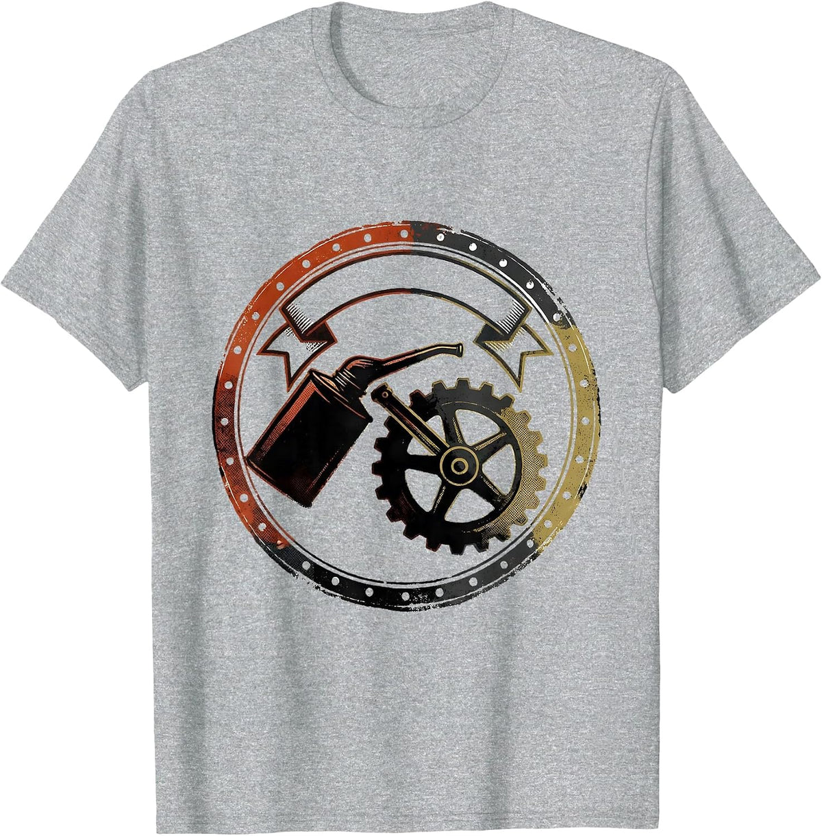 Men's Sealed Oil Can Steam Locomotive Train Enthusiast Vintage T-Shirt - Heather Grey