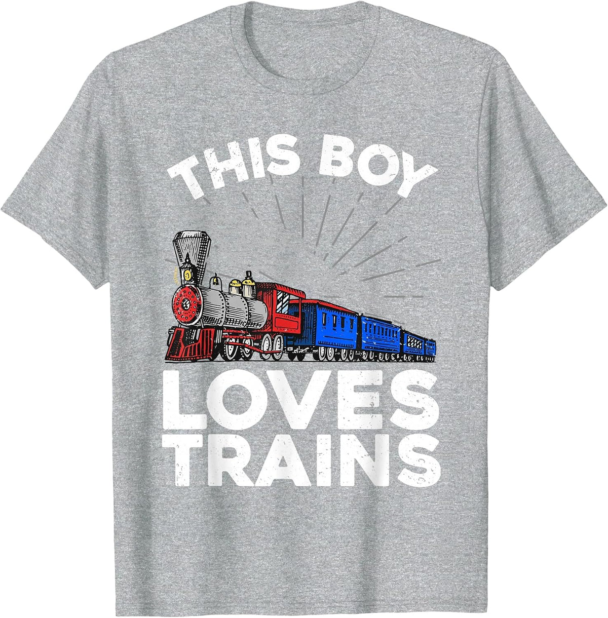 Cool Train Art for Boys Kids Toddlers Train Lovers Railroad T-Shirt - Heather Grey
