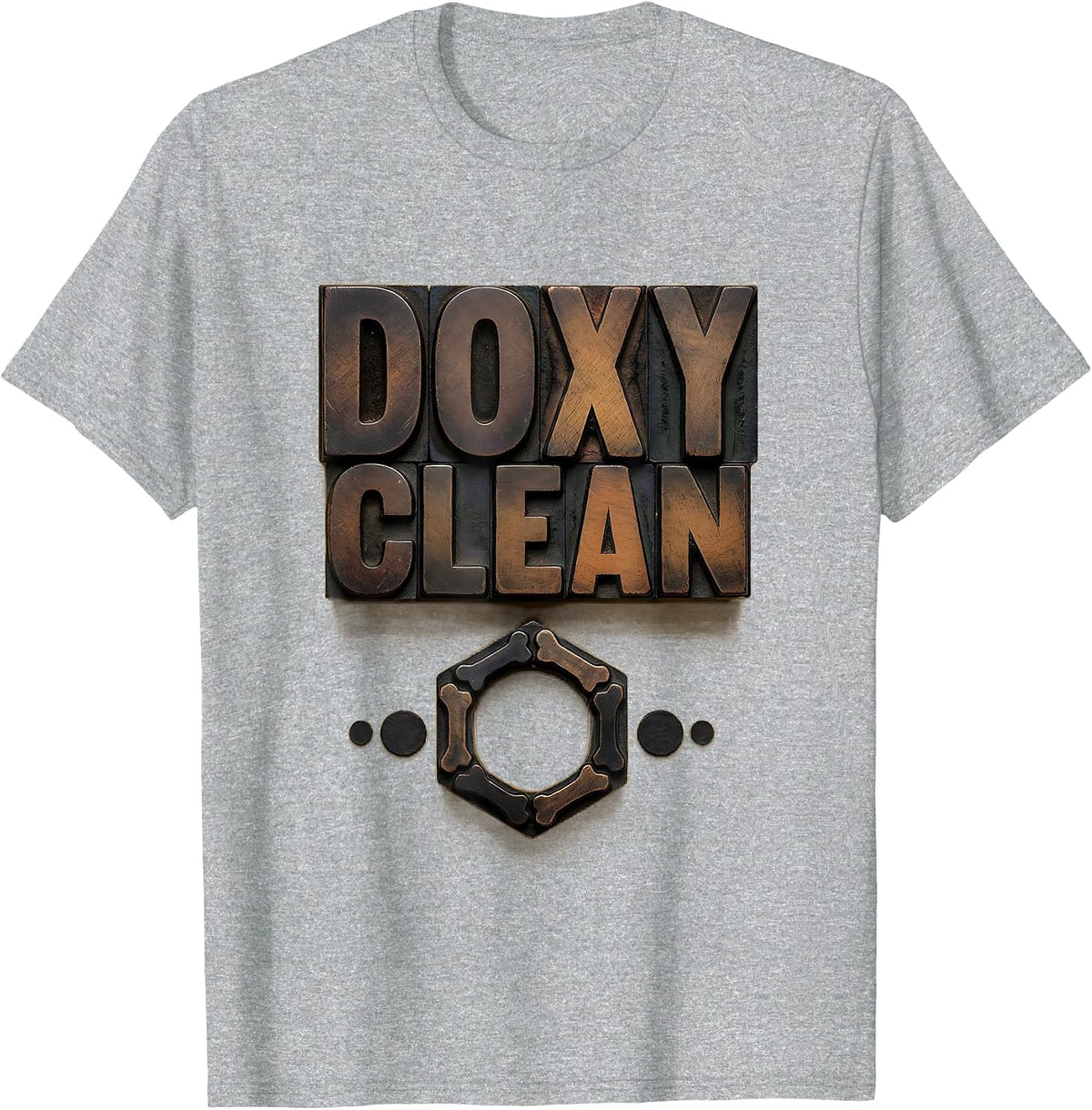Men's Doxy Clean Wood Type Letterpress Pharmacy Technician Novelty T-Shirt - Heather Grey