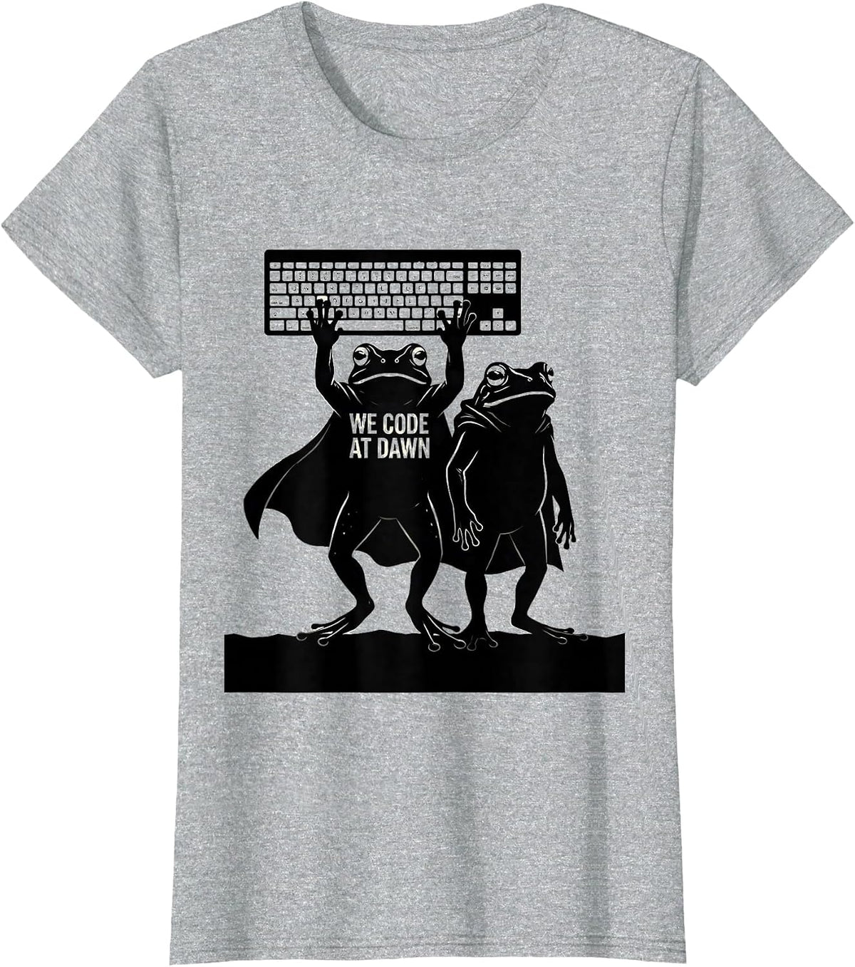 Women's We Code At Dawn Funny Teacher Frog Back to School T-Shirt - Heather Grey