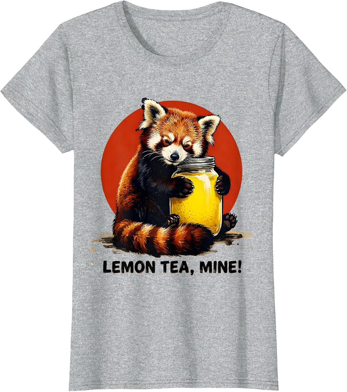 Lemon Tea, Mine! Cute Kawaii Red Panda Anime Humor T-Shirt - Heather Grey