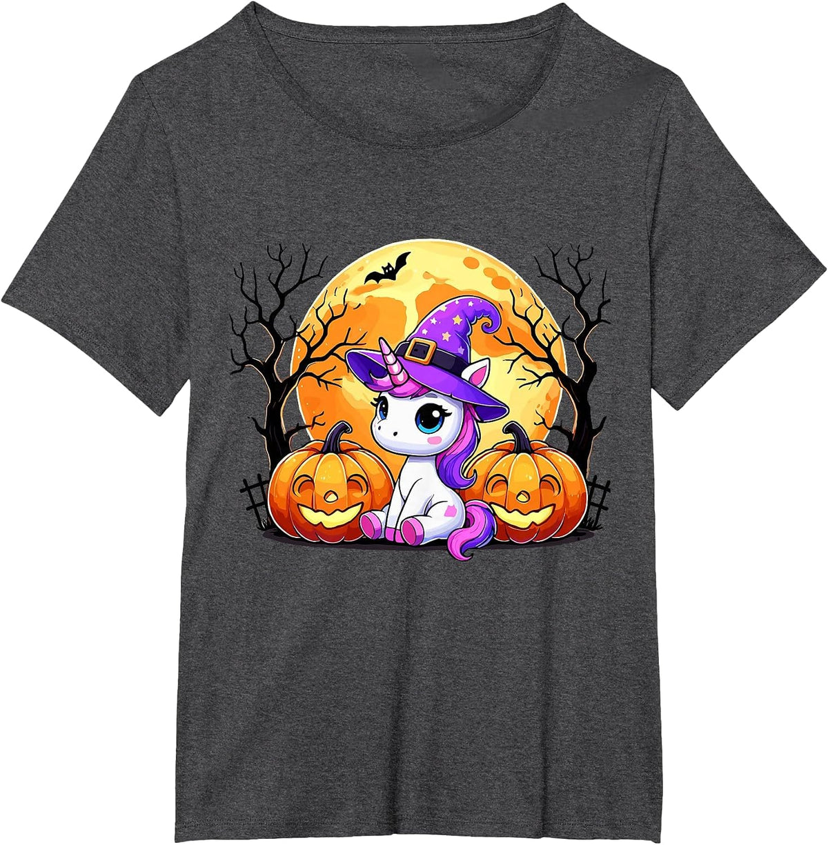Cute Unicorn Halloween T-Shirt - Dark Heather Grey