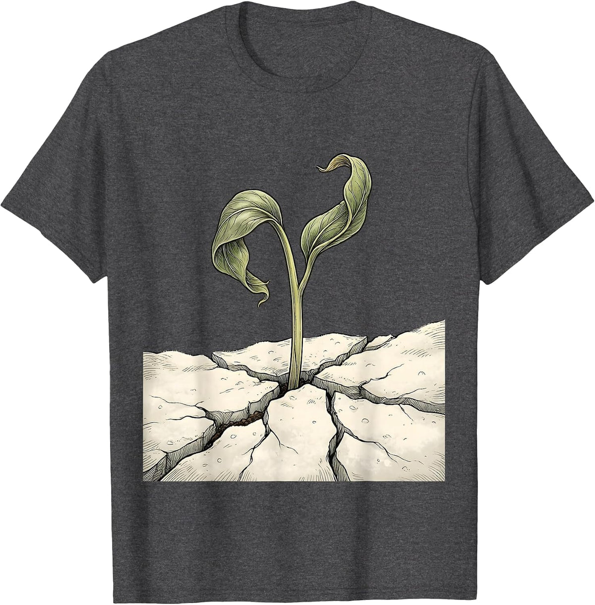 Suicide Prevention Awareness Green Sprout Snow Art T-Shirt - Dark Heather Grey