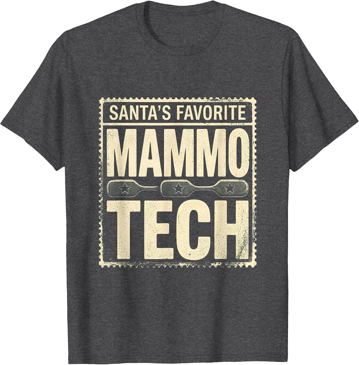 Men's Santa's Favorite Mammography Tech Funny Medical Tech T-Shirt - Dark Heather Grey