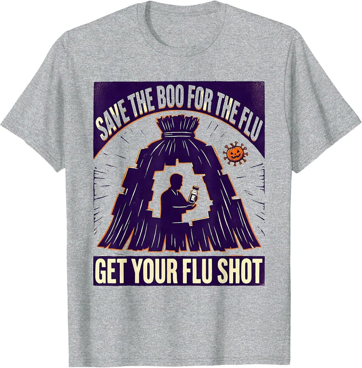 Men's Save The Boo For The Flu, Get Your Flu Shot Funny T-Shirt - Heather Grey