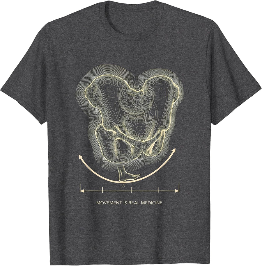 Men's Movement Is Real Medicine Physical Therapy PT Therapist T-Shirt - Dark Heather Grey