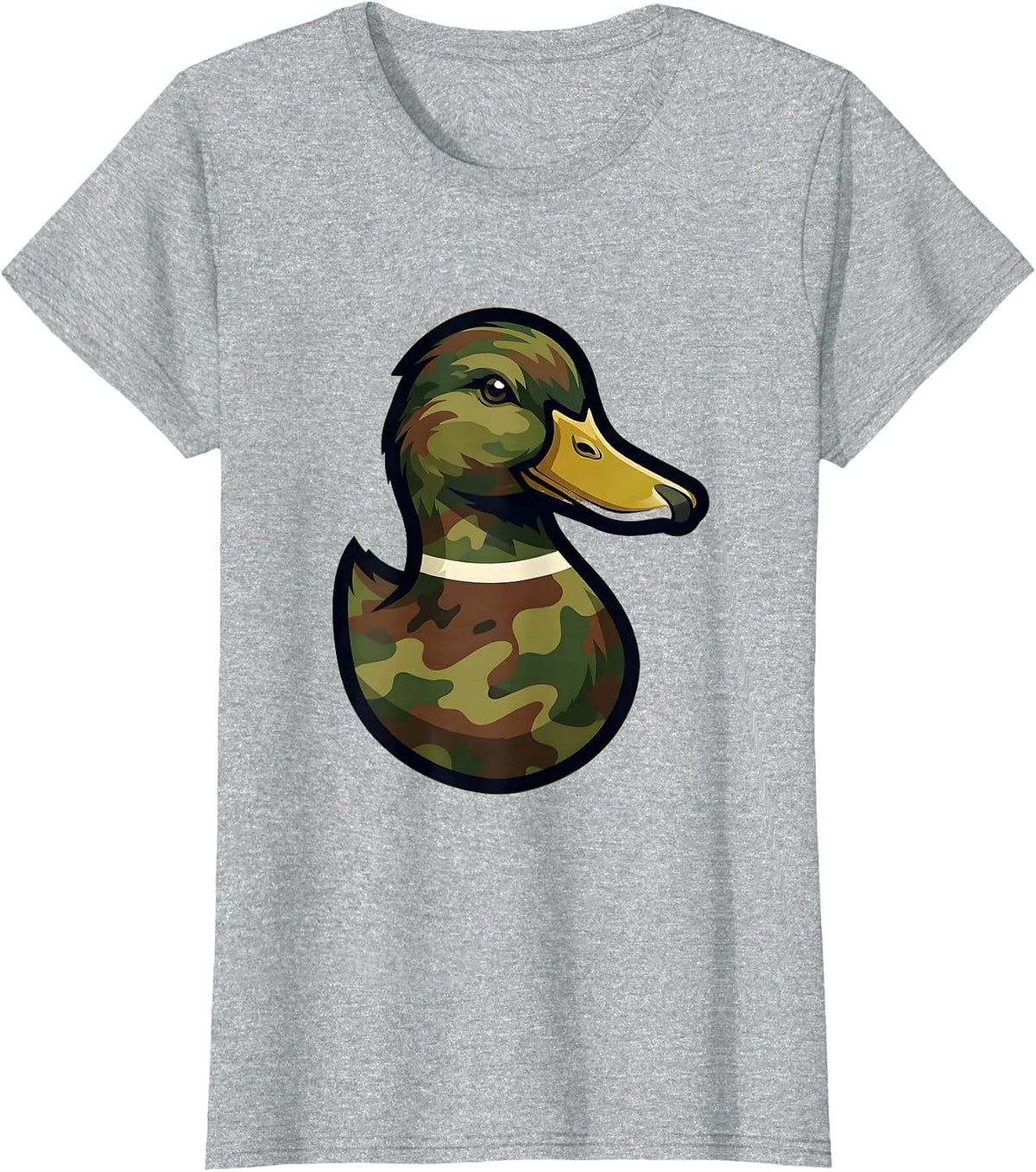Women's Duck Camo Silhouette Graphic Tee T-Shirt - Heather Grey