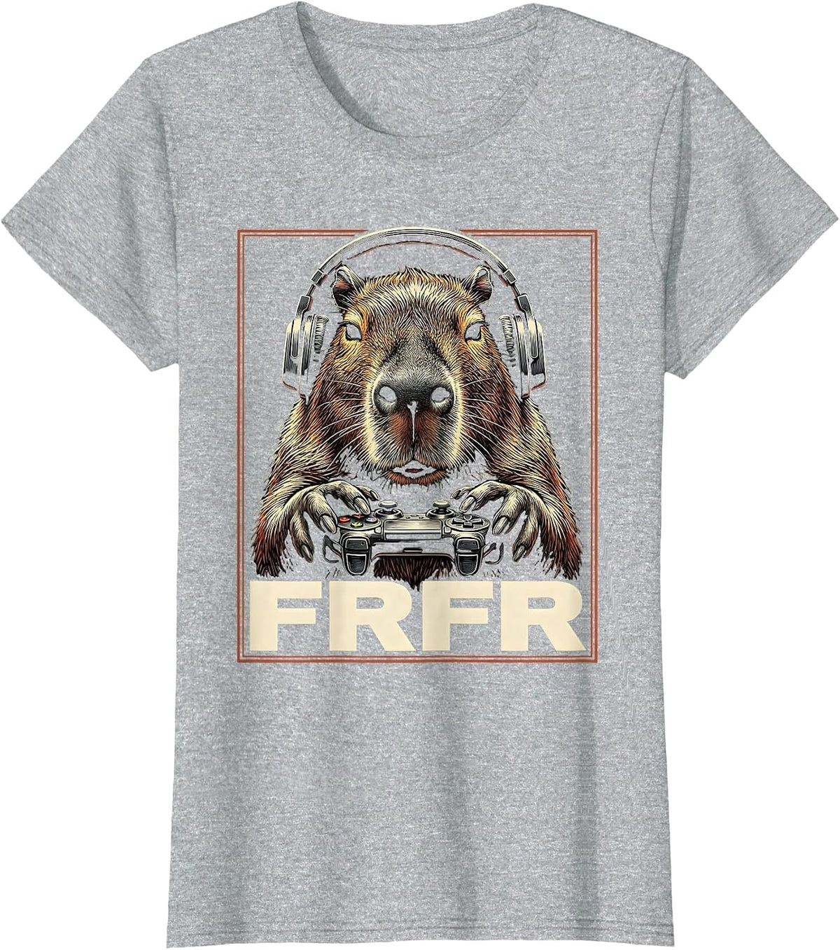 Frfr Capybara Gamer Meme Humor Funny Teen Gift T-Shirt - Heather Grey