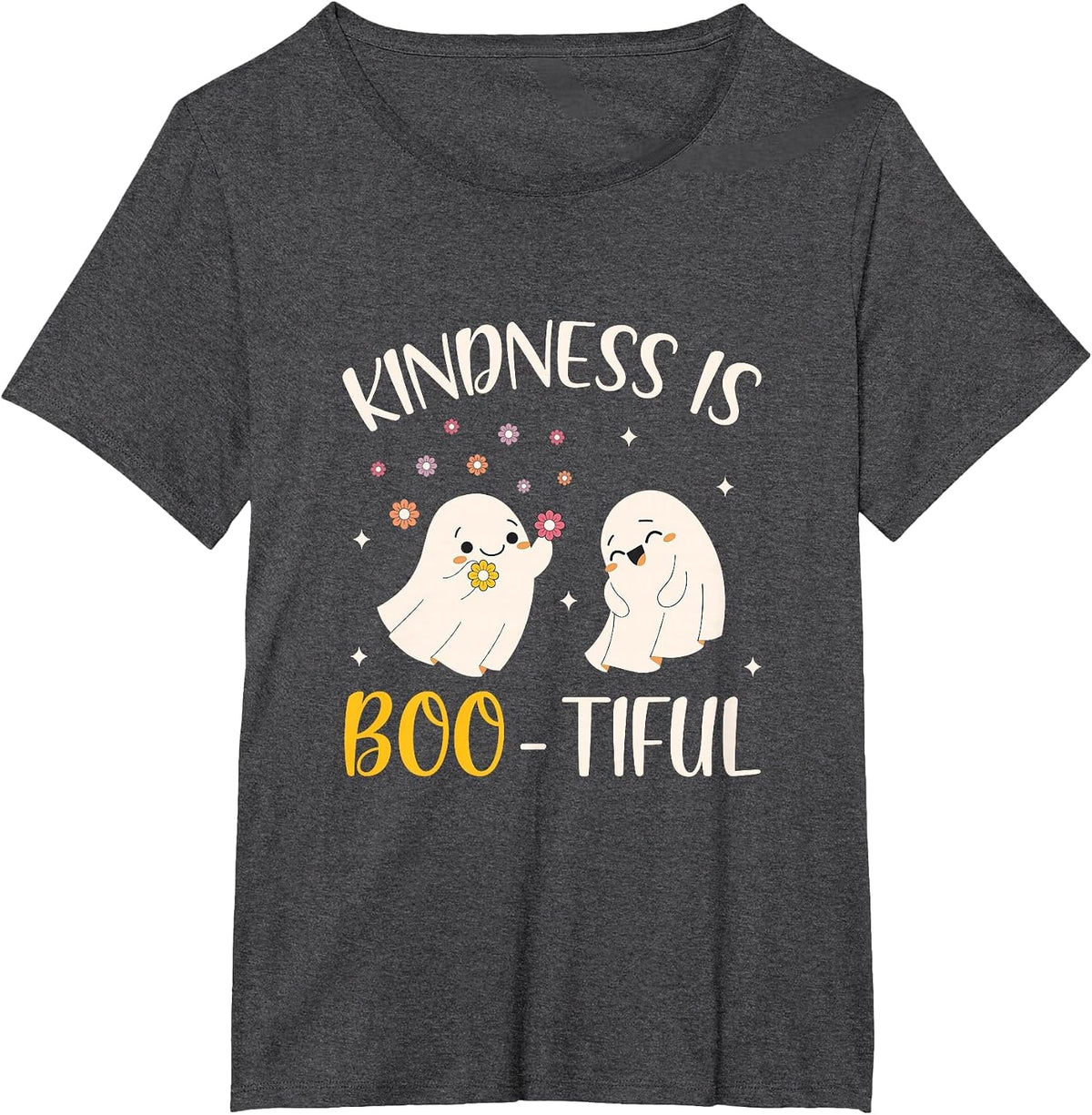 Kindness is Boo Tiful Teacher Cute Ghost Halloween Costume T-Shirt - Dark Heather Grey