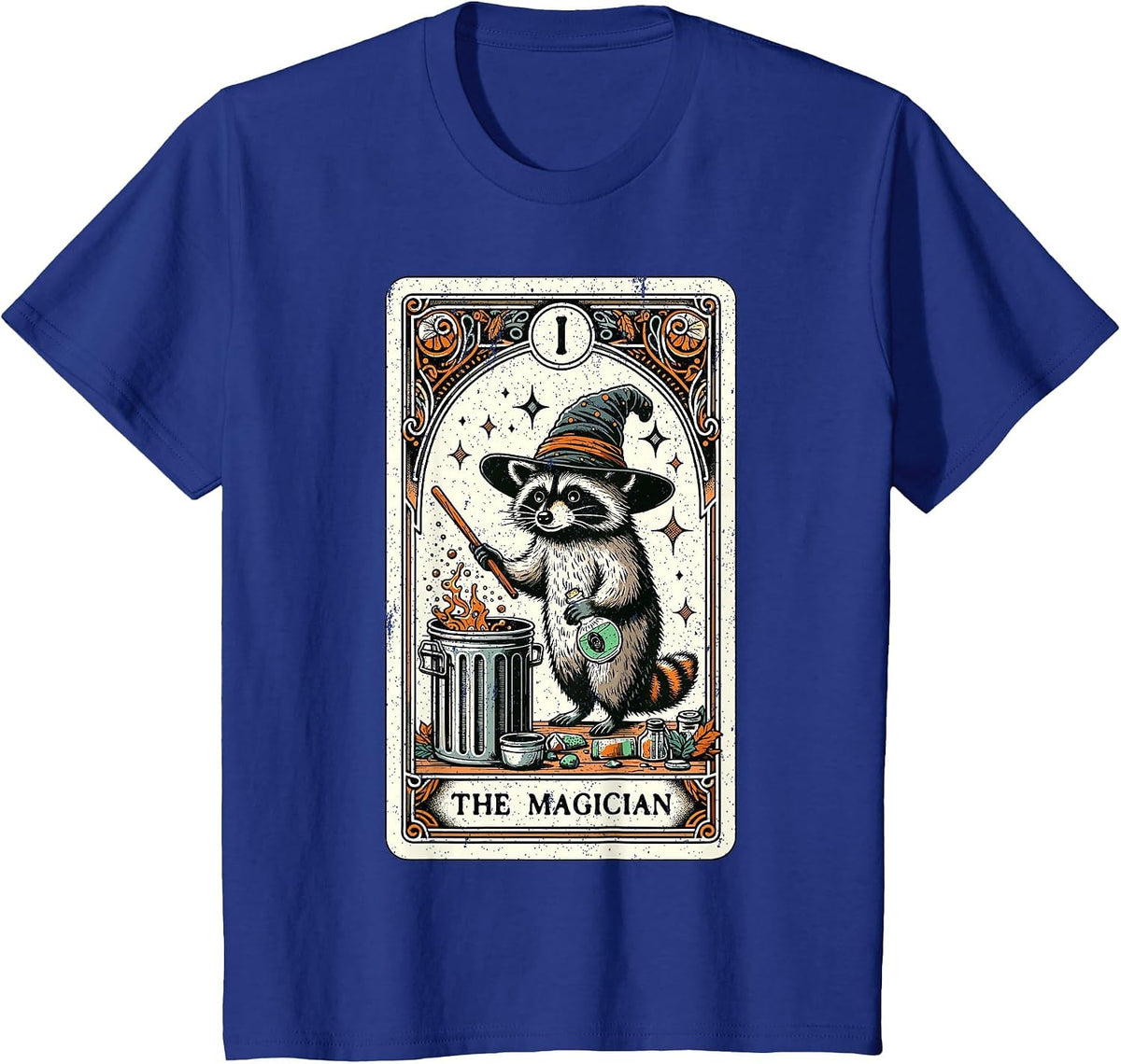 Raccoon Tarot Card The Magician Witchcraft Occult Raccoon T-Shirt - Royal Blue