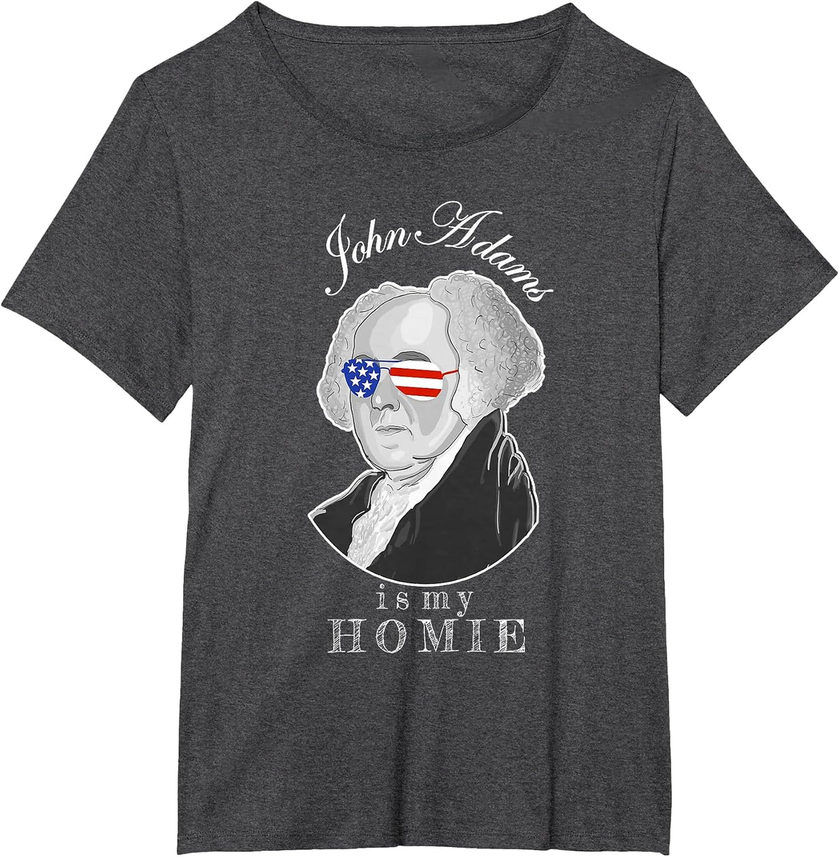 Funny Founding Father John Adams Party Time T-Shirt - Dark Heather Grey
