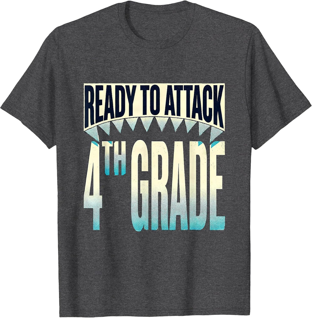 Ready To Attack 4th Grade Shark First Day Of School Boys T-Shirt - Dark Heather Grey