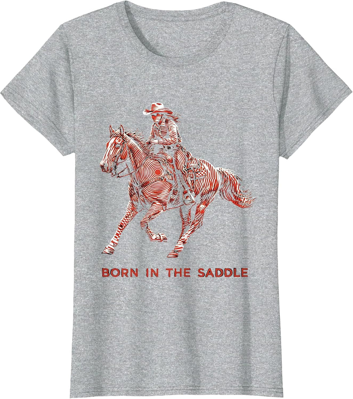 Women's Born in the Saddle Cowgirl Riding Design T-Shirt - Heather Grey