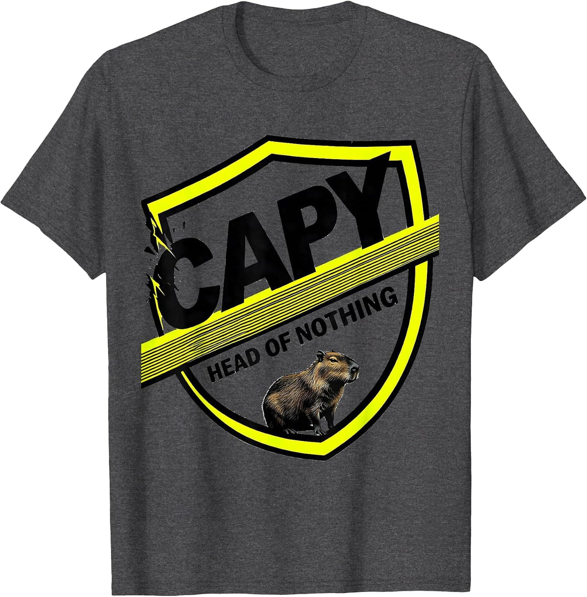 Men's Capy, Head Of Nothing Funny Capybara Animal Meme Humor T-Shirt - Dark Heather Grey