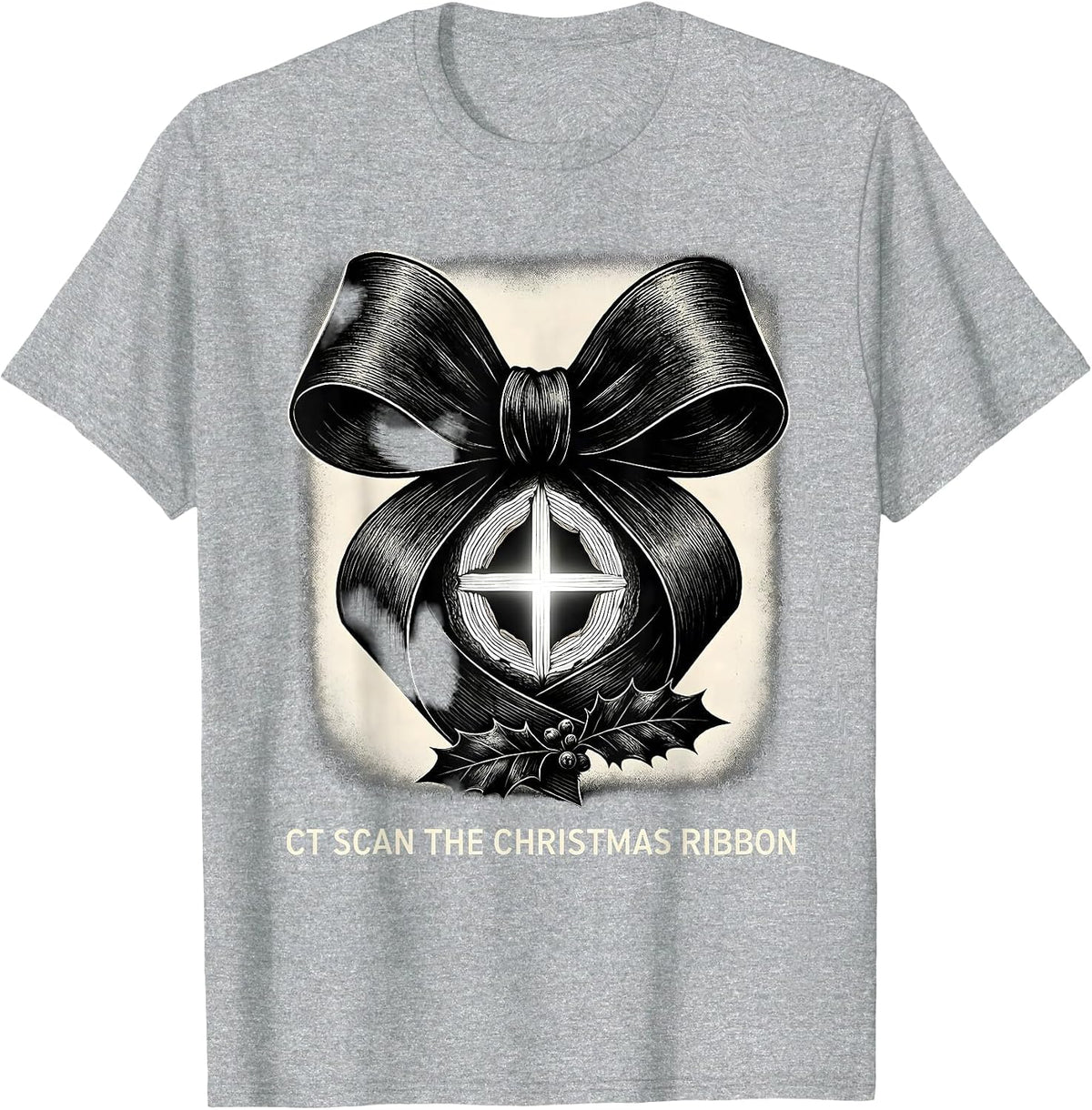 Men's CT Scan The Christmas Ribbon Funny Radiology Tech Humor T-Shirt - Heather Grey