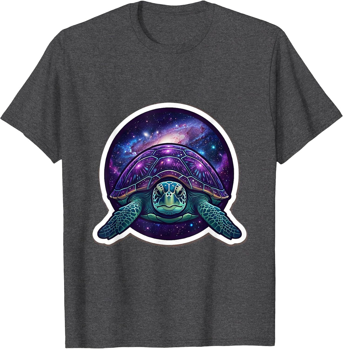 Cosmic Turtle Galaxy Shell Nature Space Art T-Shirt - Dark Heather Grey