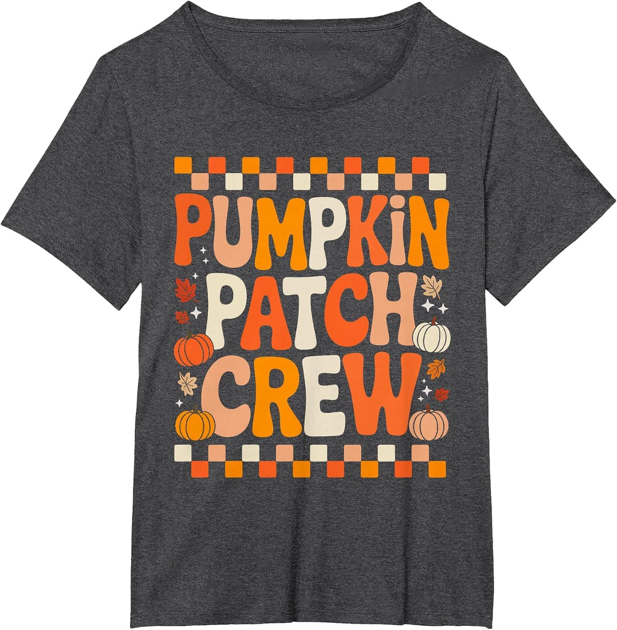 Groovy Pumpkin Patch Crew Pumpkin Patch Crew Fall Halloween T-Shirt - Dark Heather Grey