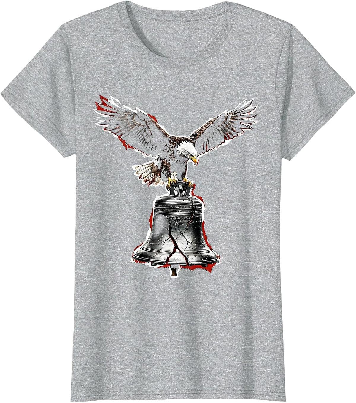 Kirk Freedom Bald Eagle Liberty Bell Design T-Shirt - Heather Grey