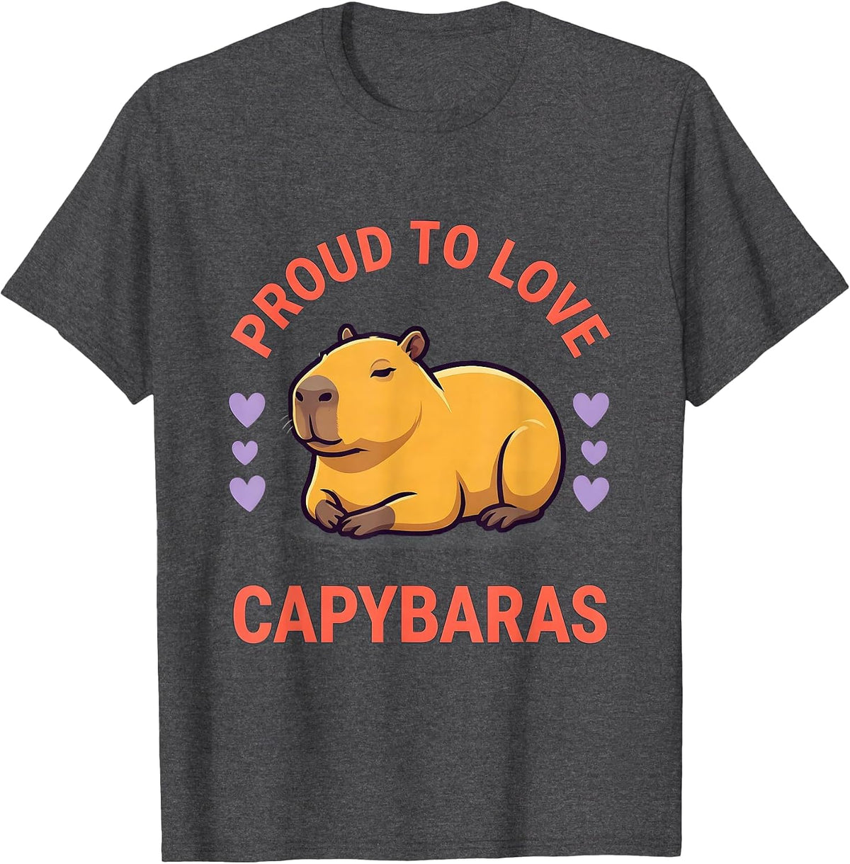 Proud To Love Capybaras Funny Capybara Gamer Meme Humor T-Shirt - Dark Heather Grey