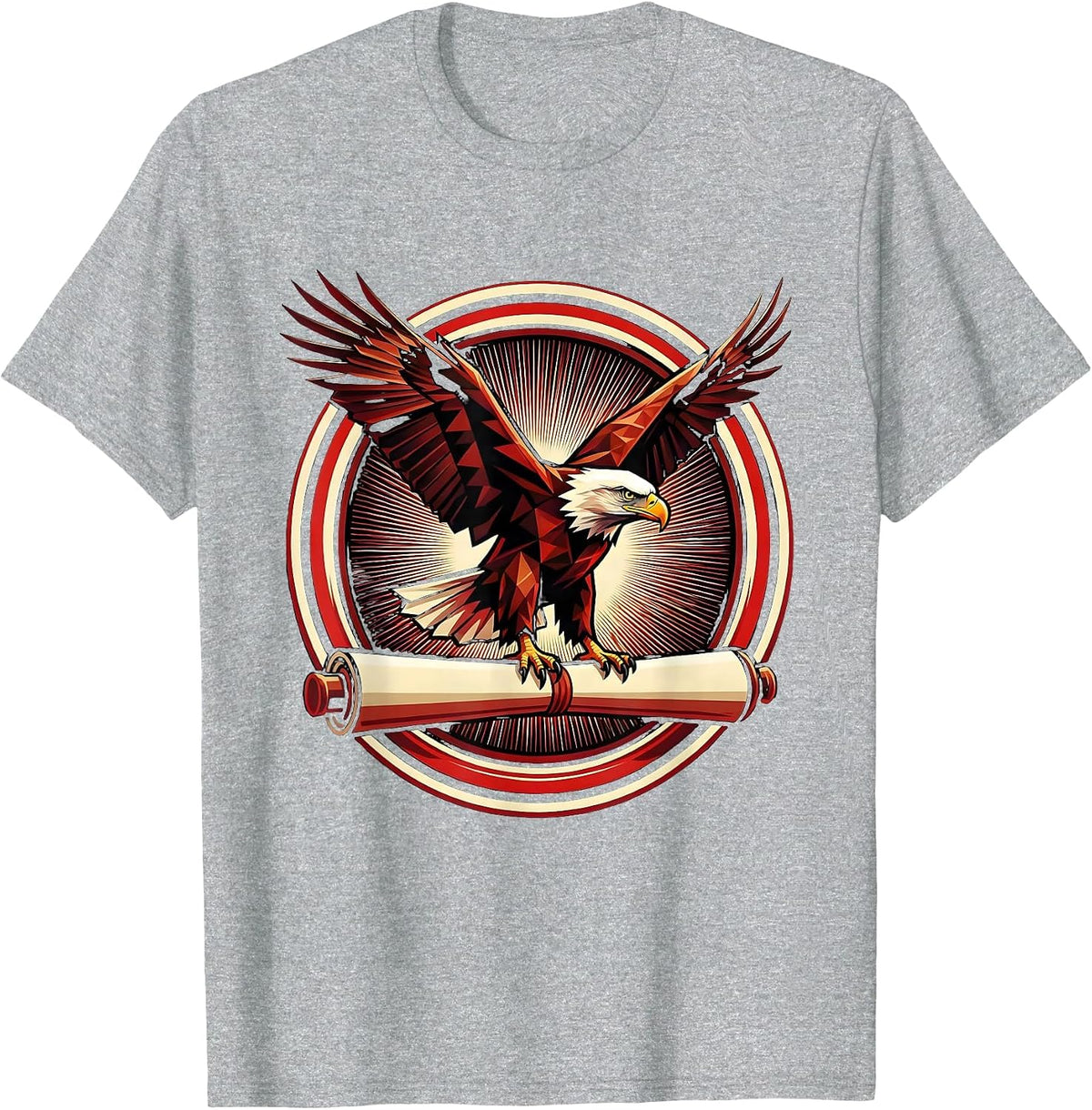Men's Eagle on Parchment First Amendment Patriotic Design T-Shirt - Heather Grey